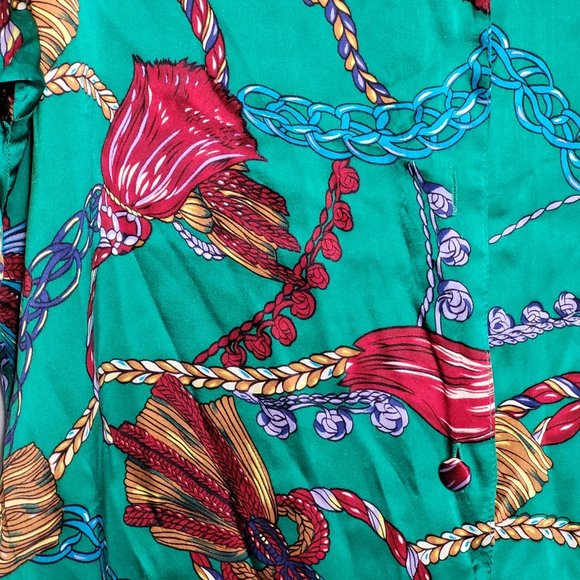 Vintage 90s Victoria's Secret Gold Label Silk Pajama Top Size M L Missing Button - Picture 3 of 11